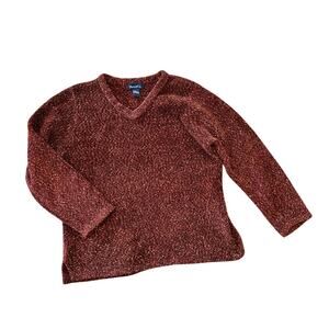 Chenille chunky knit sweater denim & co L red soft top comfort womens winter